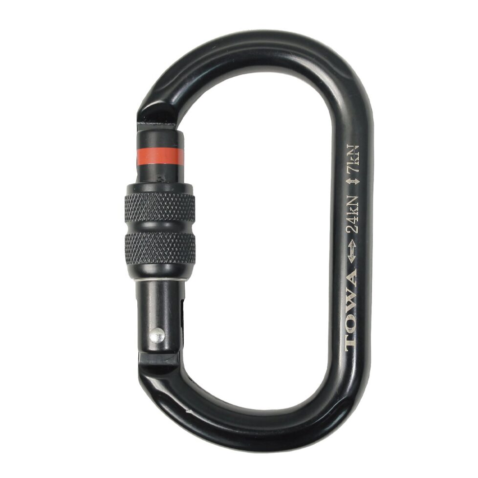 オーバルブラックカラビナ スクリューロック